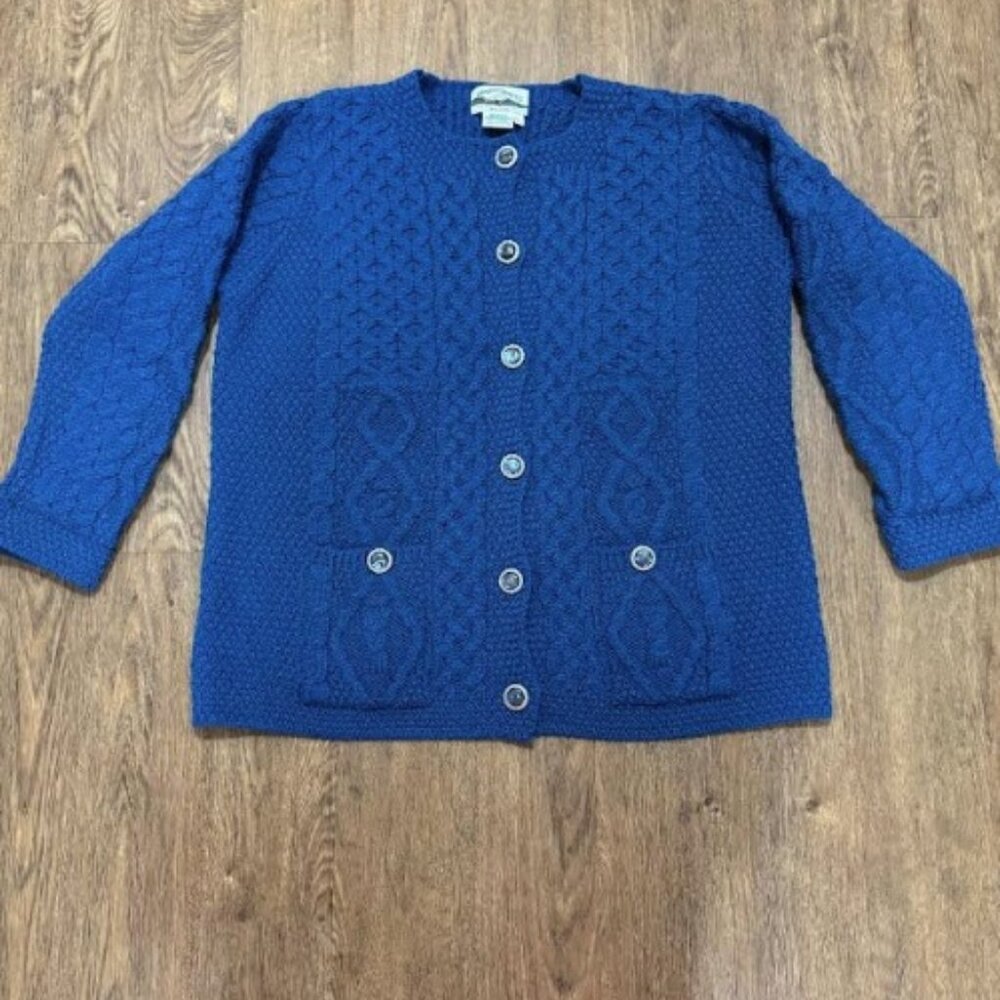 Aran Crafts Ireland 100% Merino Wool Cardigan Sweater